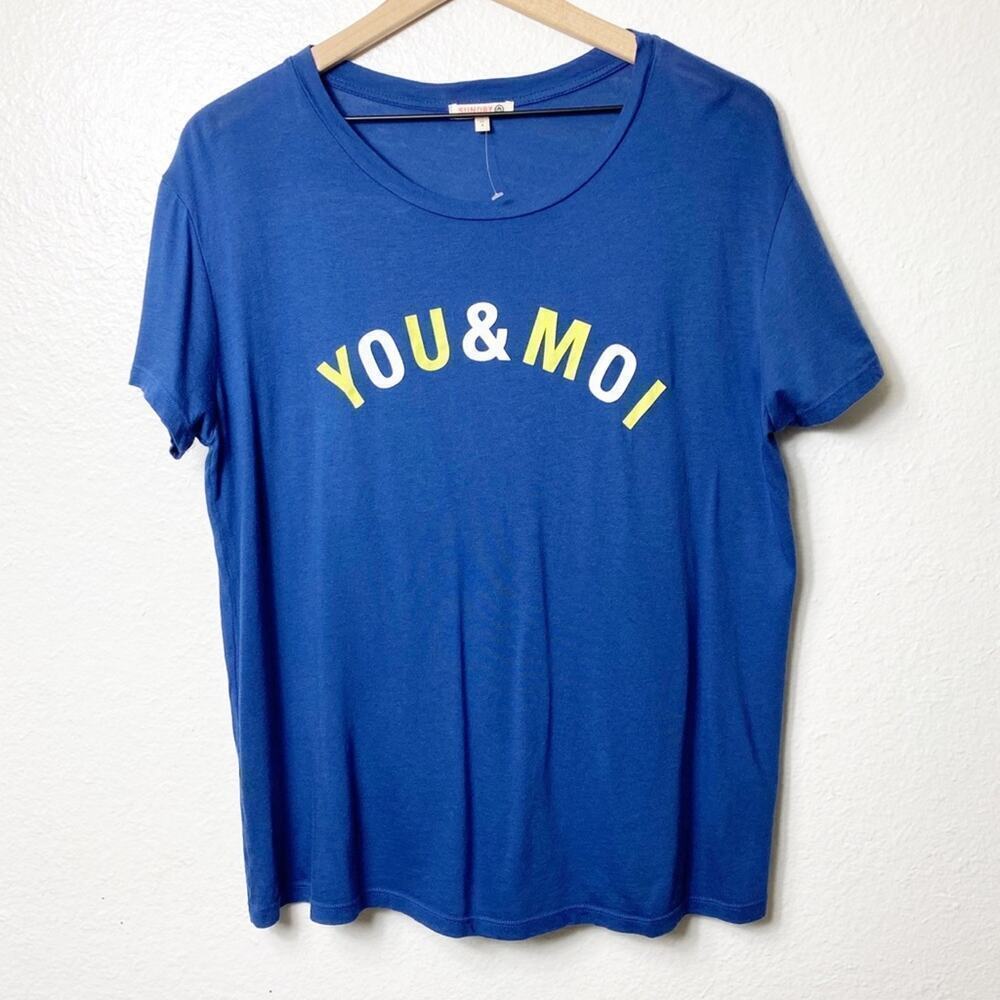 SUNDRY You & Moi Blue Small Women Short Sleeve